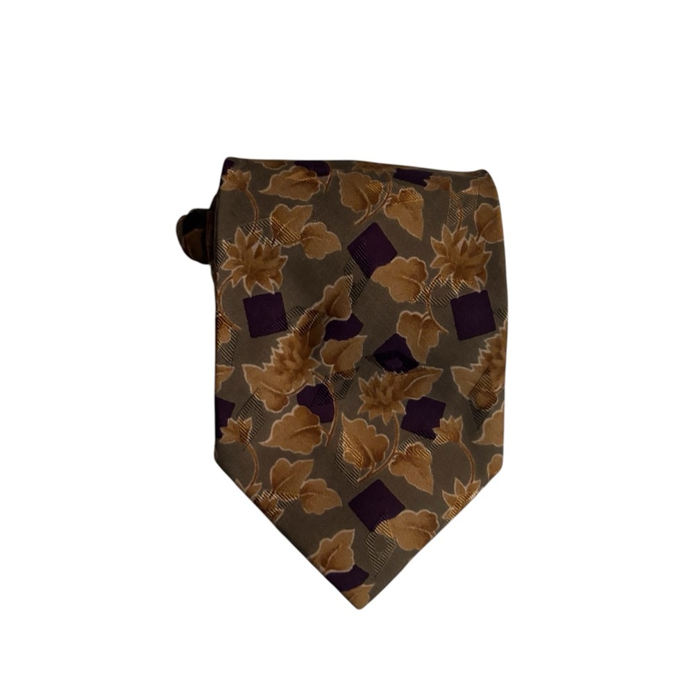 VALENTINO Garavani Silk Tie Vintage Floral Leaf Made in Italy Luxury Necktie